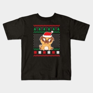 Ugly Christmas Sweaters Confused Pug Dog Kids T-Shirt